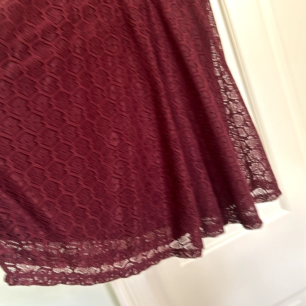 Songwriter Lace Dress Western Boho Burgundy Red Lace Up Mini Dress XL - Picture 4 of 8